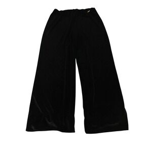 St. John Sport Velour Pants Womens M Black Velvet Wide Leg High Rise Stretch